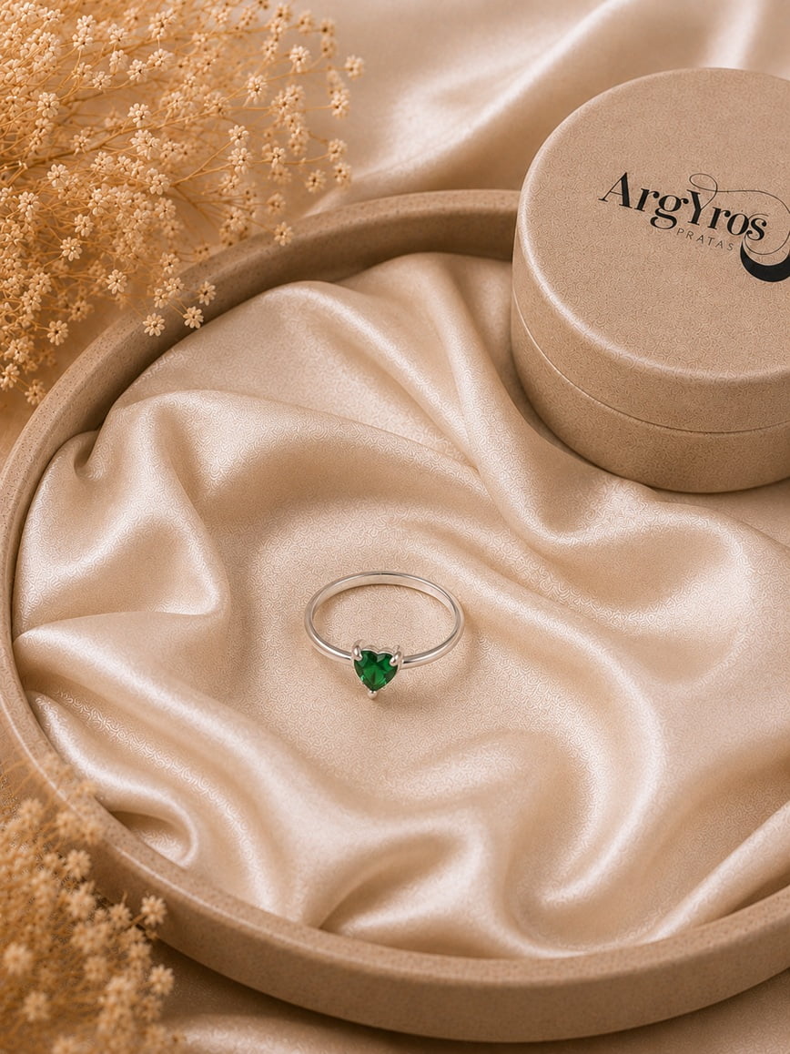 Anel Fio Mini Coração Verde