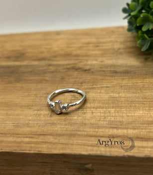 Anel Pedra Baguete Duo