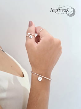Anel Bola Letra com Coração