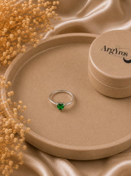 Anel Fio Mini Coração Verde