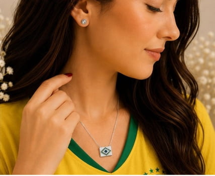 Colar Brasil Cravejado Colar Brasil Cravejado