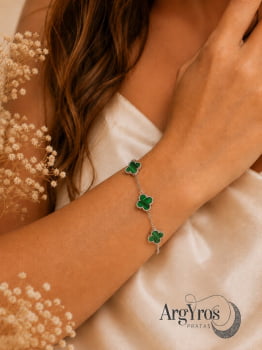 pulseira de trevos verde rajado