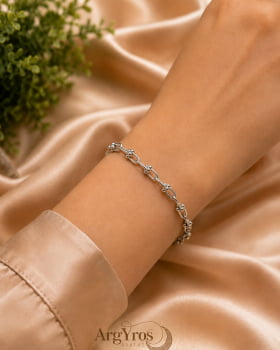 pulseira elo cadeado com bolinha