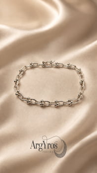 pulseira elo cadeado com bolinha