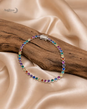 pulsera riviera colorida (pedras redondas coloridas)